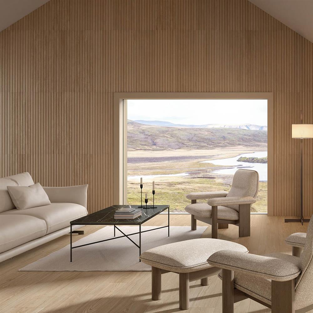 Vertical Deckwood taupe ceramic wall tiles